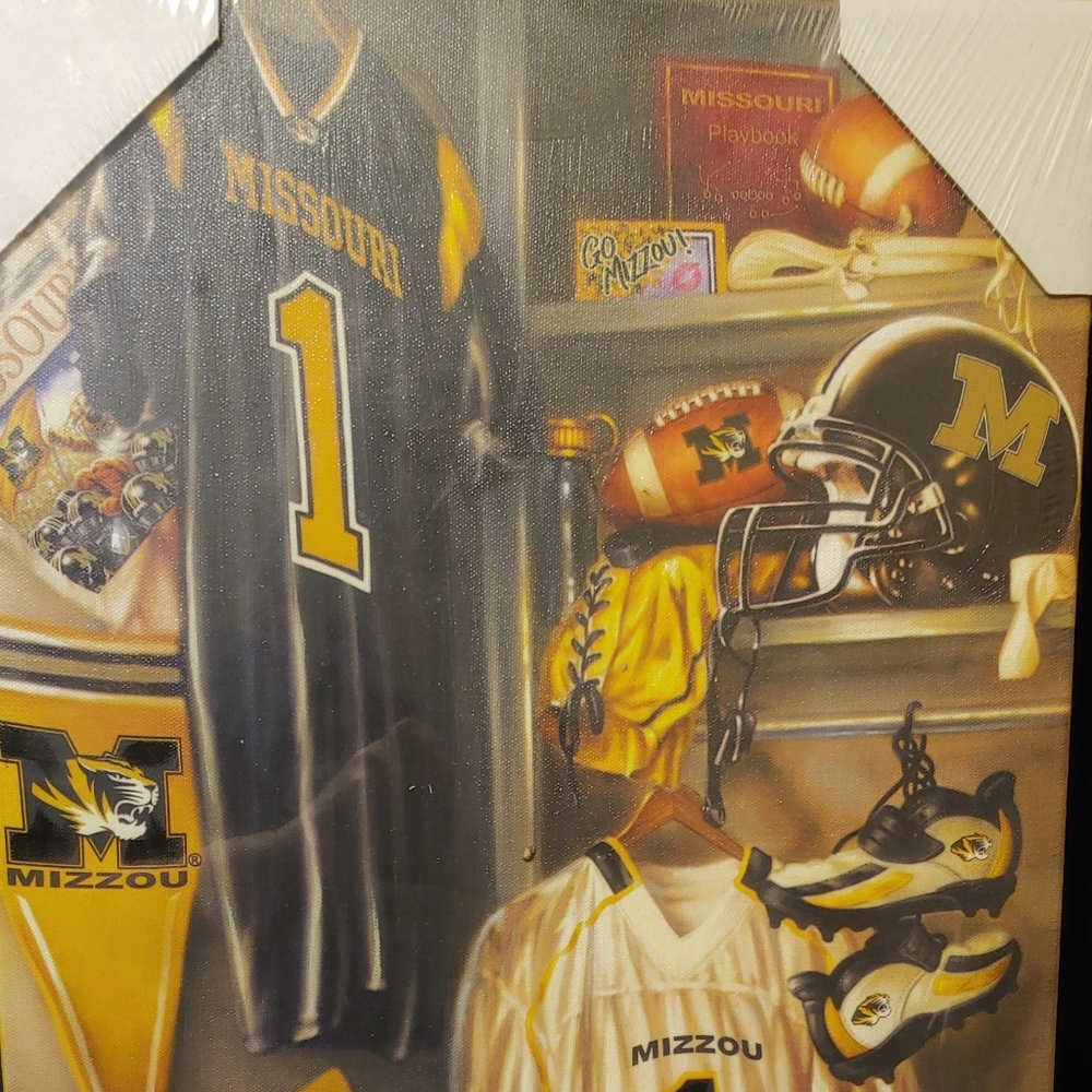 Officially Licensed Missouri Tigers Sports Fine Art Canvas "Locker Room" 13x17
